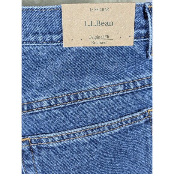 NEW NWT LL Bean Womens Sz 16 Original Relaxed Fit Blue Denim Flannel Lined Jeans - Picture 4 of 5